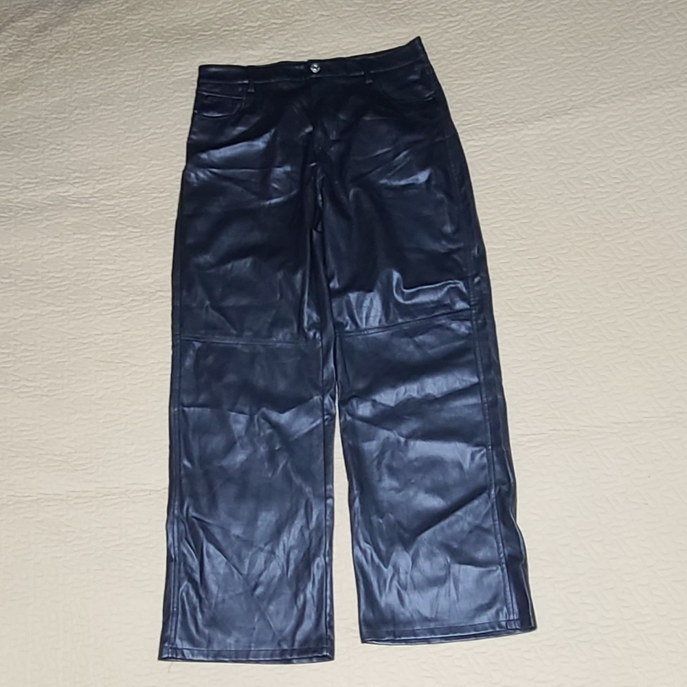 Bershka faux leather straight leg trouser pants size XL - Picture 3 of 16